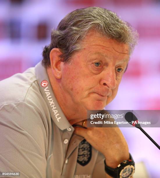 Manager Roy Hodgson speaks with the media at Urca Military Training Ground, Rio de Janeiro, Brazil.