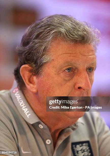 Manager Roy Hodgson speaks with the media at Urca Military Training Ground, Rio de Janeiro, Brazil.