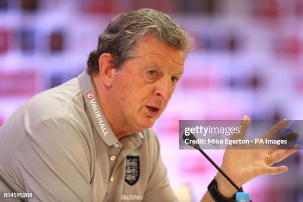 Manager Roy Hodgson speaks with the media at Urca Military Training Ground, Rio de Janeiro, Brazil.