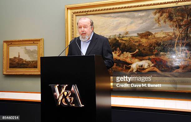 Sir Peter Hall speaks at the launch party for the Victoria & Albert Museum's new theatre and performance galleries, which were opened by Sir Peter...