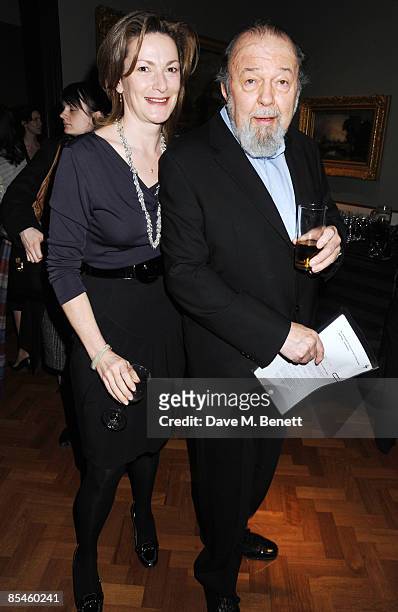 Lady Nicola Hall and Sir Peter Hall attend the launch party for the Victoria & Albert Museum's new theatre and performance galleries, which were...