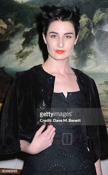 Erin O'Connor attends the launch party for the Victoria & Albert Museum's new theatre and performance galleries, which were opened by Sir Peter Hall...