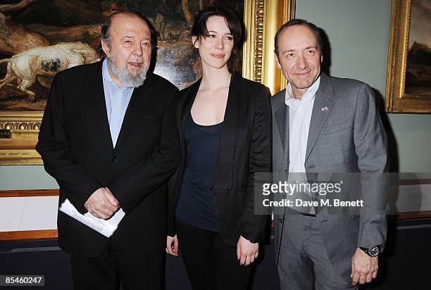 Sir Peter Hall, Rebecca Hall and Kevin Spacey attend the launch party for the Victoria & Albert Museum's new theatre and performance galleries, which...