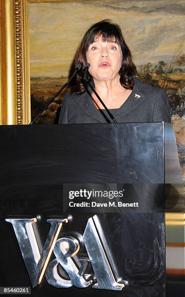 Labour Culture Minister Barbara Follett speaks at the launch party for the Victoria & Albert Museum's new theatre and performance galleries, which...