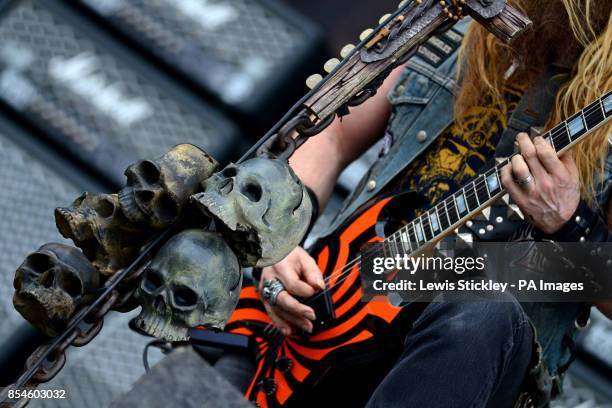 Detail as Zakk Wylde of Black Label Society performs during day one of the 2014 Download Festival at Donington Park. PRESS ASSOCIATION Photo. Picture...