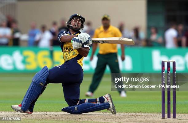 Birmingham Bears' Ateeq Javid bats during Natwest T20 Blast match Trent Bridge, Nottingham.