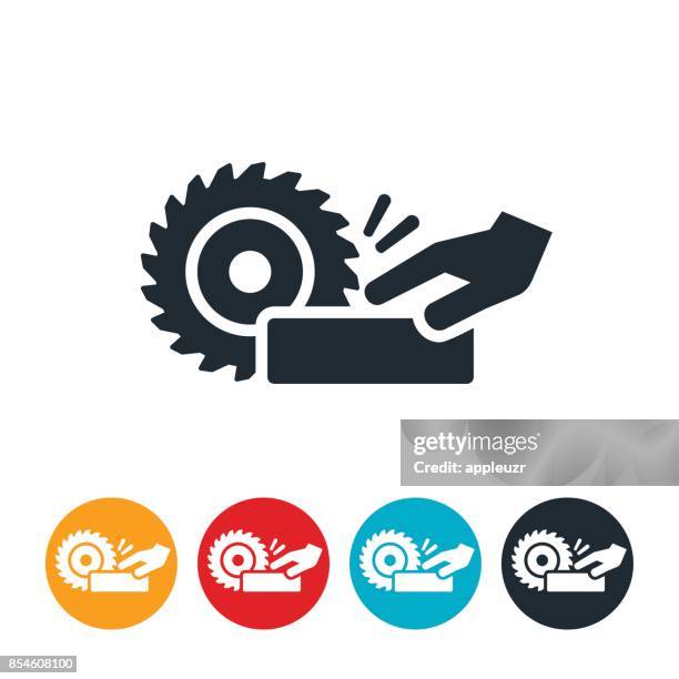 hand in saw injury icon - careless employee stock illustrations