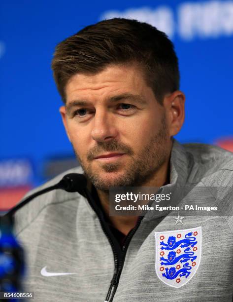 England's Steven Gerrard during a press conference at the Estadio do Sao Paulo, Sao Paulo, Brazil.