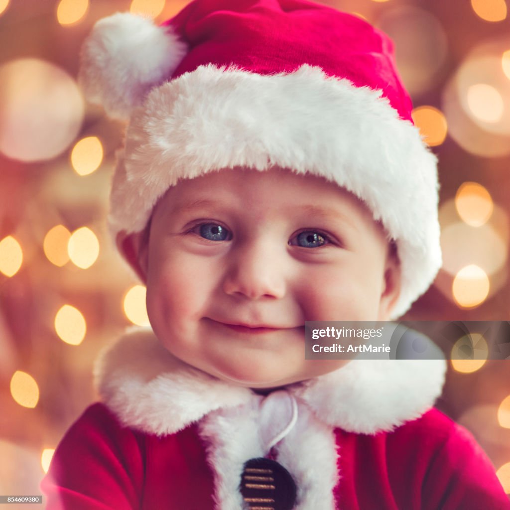 Cute baby boy in Christmas