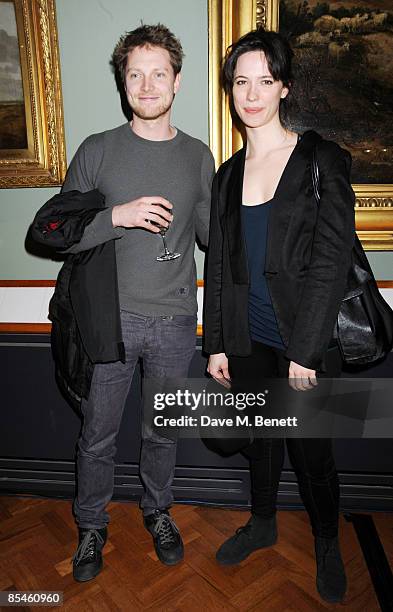 Rebecca Hall and guest attend the launch party for the Victoria & Albert Museum's new theatre and performance galleries, which were opened by Sir...