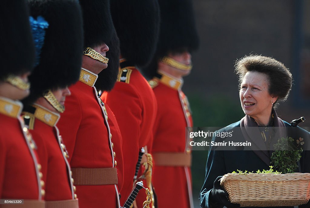Princess Anne Visits The 1st Battalion Irish Guards On St Patrick's Day