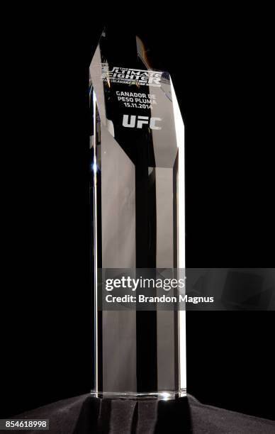 The Ultimate Fighter Latin America trophy pictured on December 24, 2014 in Las Vegas, Nevada.