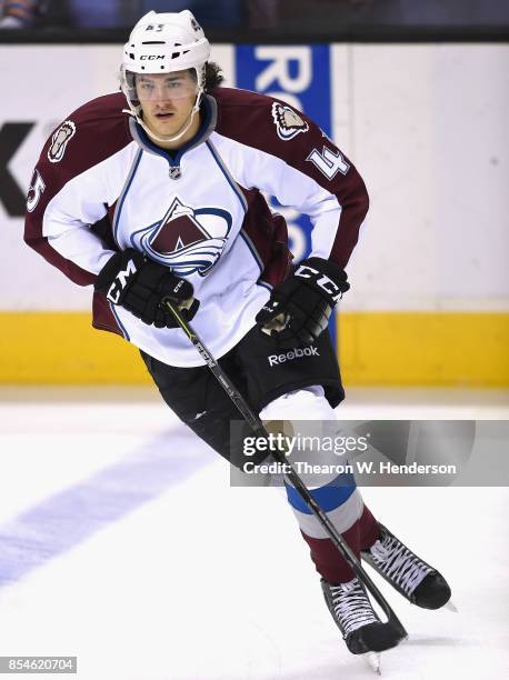 Dennis Everberg of the Colorado Avalanche plays in the game against the San Jose Sharks at SAP Center on April 1, 2015 in San Jose, California.