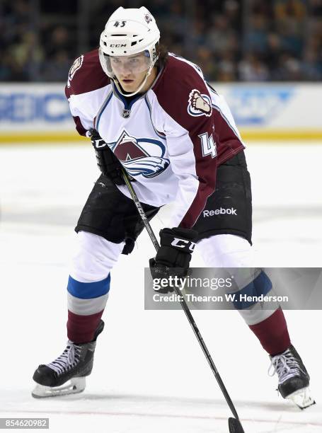 Dennis Everberg of the Colorado Avalanche plays in the game against the San Jose Sharks at SAP Center on April 1, 2015 in San Jose, California.