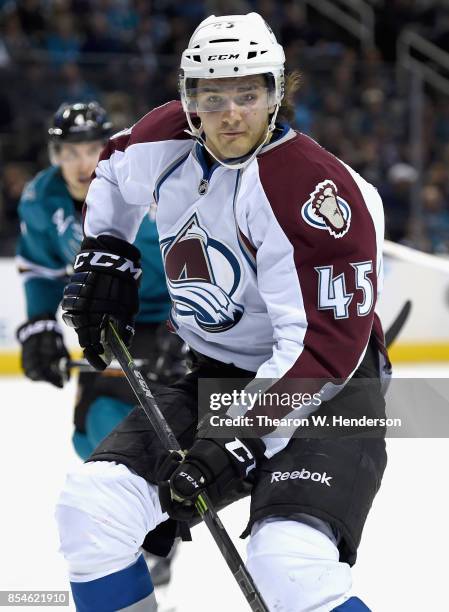 Dennis Everberg of the Colorado Avalanche plays in the game against the San Jose Sharks at SAP Center on April 1, 2015 in San Jose, California.