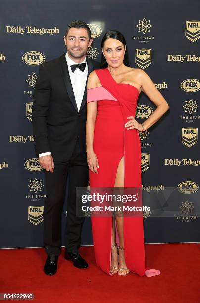 Terry Biviano and Anthony Minichello arrive ahead of the 2017 Dally M Awards at The Star on September 27, 2017 in Sydney, Australia.