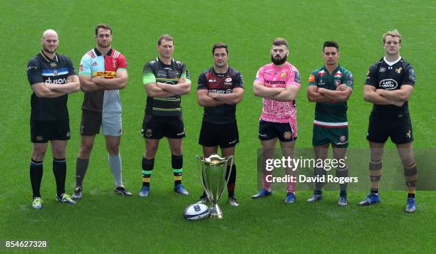 Matt Garvey of Bath Rugby, James Horwill, Harlequins, Dylan Hartley, Northampton Saints, Brad Barritt, Saracens, Luke Cowan-Dickie, Exeter Chiefs,...