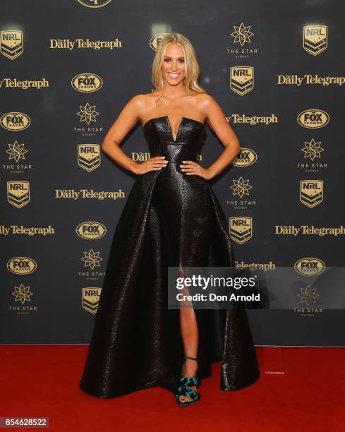 Phoebe Burgess arrives ahead of the Dally M Awards at The Star on September 27, 2017 in Sydney, Australia.