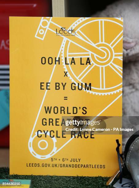 Sign in Otley displaying traditional Yorkshire dialect as part of the route on stage 1 of the Tour de France.