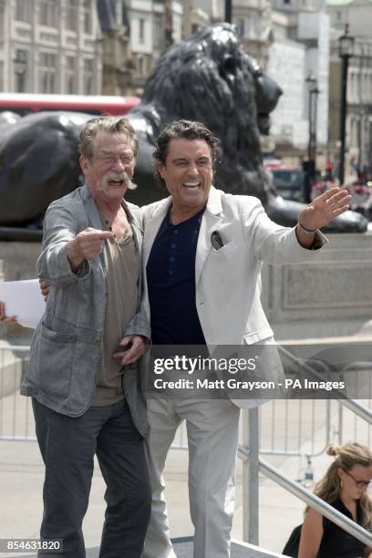 John Hurt who plays Cotys and Ian McShane who plays Amphiaraus during a photo call for Paramount Pictures' new film Hercules in Trafalgar Square,...