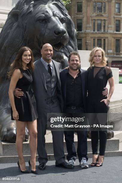 Irina Shayk, Dwayne Johnson, Director Brett Ratner and Ingrid Bolso Berdal during a photo call for Paramount Pictures' new film Hercules in Trafalgar...