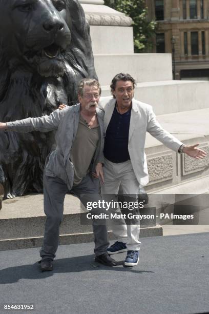 John Hurt who plays Cotys and Ian McShane who plays Amphiaraus during a photo call for Paramount Pictures' new film Hercules in Trafalgar Square,...