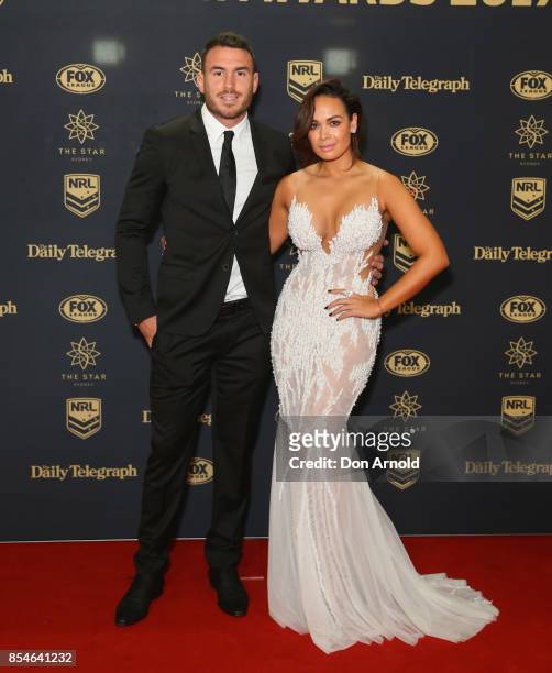 Darius Boyd and Kayla Boyd arrives ahead of the Dally M Awards at The Star on September 27, 2017 in Sydney, Australia.