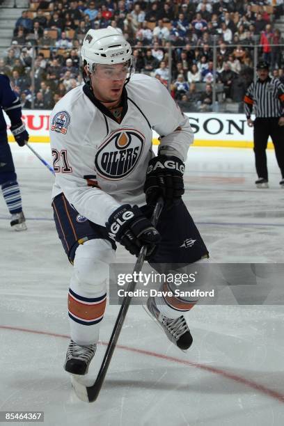 Ales Kotalik of the Edmonton Oilers skates against the Toronto Maple Leafs during the game at Air Canada Centre on March 7, 2009 in Toronto, Ontario,...