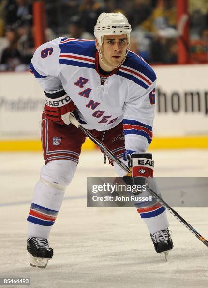 Walkden Reds Wade Redden of the New York Rangers skates against the Nashville ...