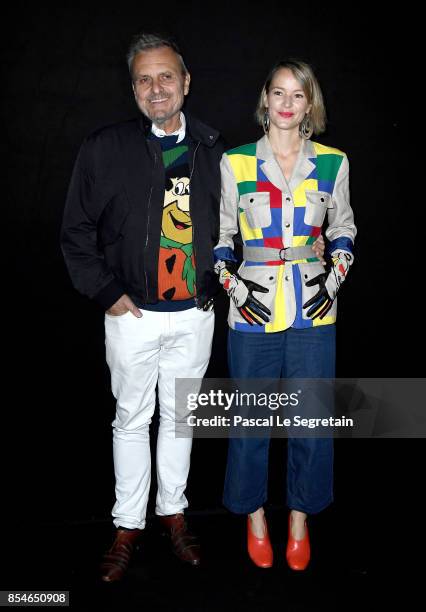 Jean-Charles de Castelbajac and Pauline de Drouas attend the Lanvin show as part of the Paris Fashion Week Womenswear Spring/Summer 2018 on September...