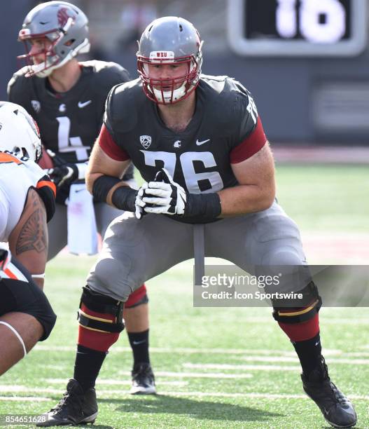 Washington State offensive lineman Cody O'Connell during the game between the Oregon State Beavers and the Washington State Cougars on September 16...