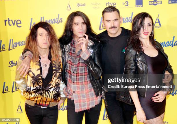 Mario Vaquerizo , Marta Vaquerizo and members of Nancy Rubias attends the 'La Llamada' premiere yellow carpet at the Capitol cinema on September 26,...