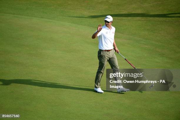 Australia's Adam Scott during day one of the 2014 Open Championship at Royal Liverpool Golf Club, Hoylake.