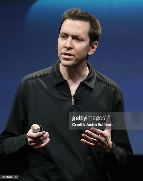 Scott Forstall, Senior VP of iPhone Software, speaks during an event announcing the new operating system for the iPhone March 17, 2009 at Apple...