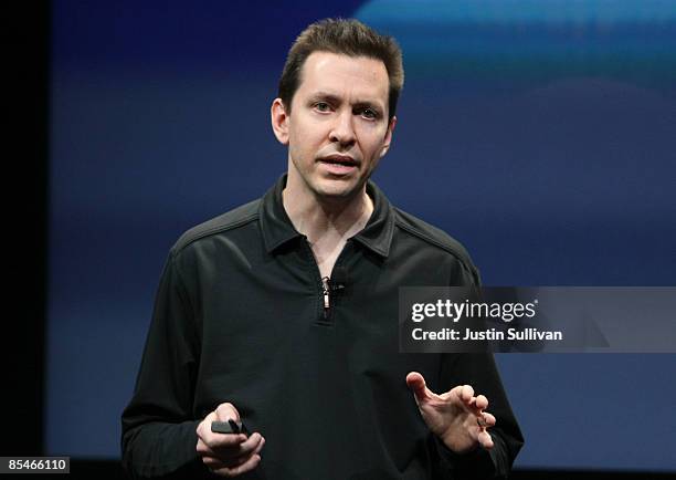 Scott Forstall, Senior VP of iPhone Software, speaks during an event announcing the new operating system for the iPhone March 17, 2009 at Apple...