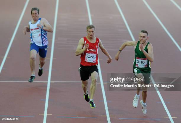 Wales' Rhys Jones goes on to win bronze in the Men's T100m T37 Final at Hampden Park, during the 2014 Commonwealth Games in Glasgow.