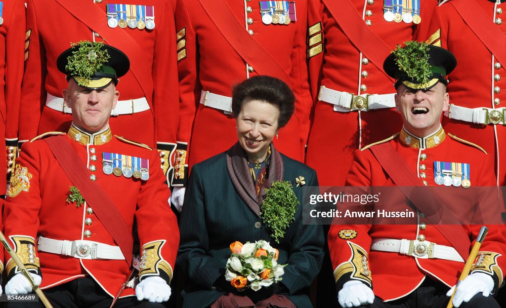 Princess Anne Visits The 1st Battalion Irish Guards On St Patrick's Day