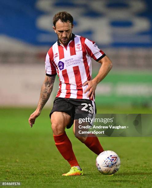 Lincoln City's Neal Eardley during the Sky Bet League Two match between Lincoln City and Barnet at Sincil Bank Stadium on September 26, 2017 in...