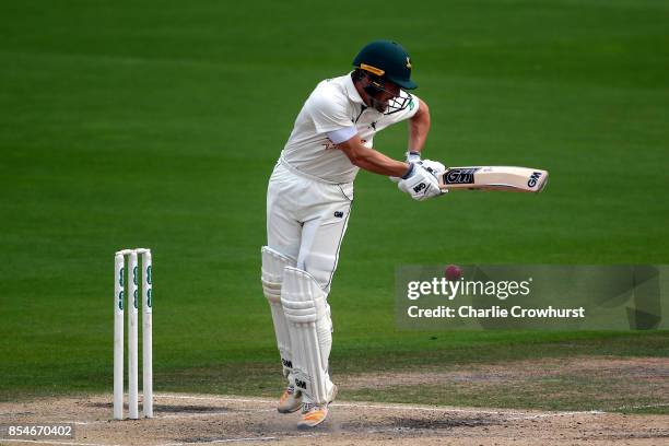Chris Read of Nottinghamshire hits out during day three of the Specsavers County Championship Division Two match between Sussex and Nottinghamshire...