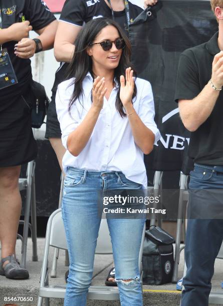 Meghan Markle attends the Wheelchair Tennis on day 3 of the Invictus Games Toronto 2017 at Nathan Philips Square on September 25, 2017 in Toronto,...