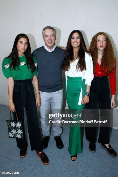 Stylist Olivier Lapidus, his wife Yara Lapidus and their daughters Milla and Koukla pose Backstage after the Lanvin show as part of the Paris Fashion...