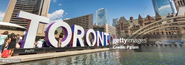 toronto city hall panoramic and sign ontario canada - from the archives space age style stock pictures, royalty-free photos & images