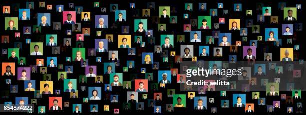 vector illustration of an abstract scheme, which contains people icons - customer relationship icon stock illustrations
