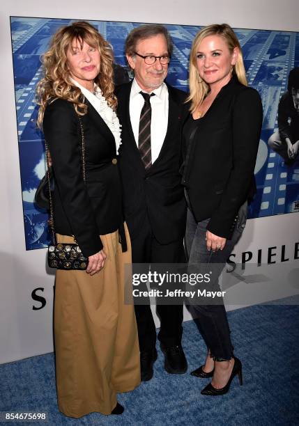 Actress Kate Capshaw, director-producer Steven Spielberg and actress Jessica Capshaw arrive at the Premiere Of HBO's 'Spielberg' at Paramount Studios...