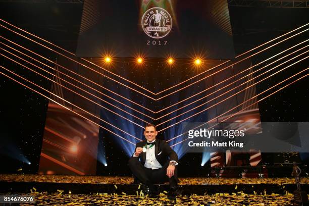 Cameron Smith of the Storm poses after winning the Dally M Medal during the 2017 Dally M Awards at The Star on September 27, 2017 in Sydney,...