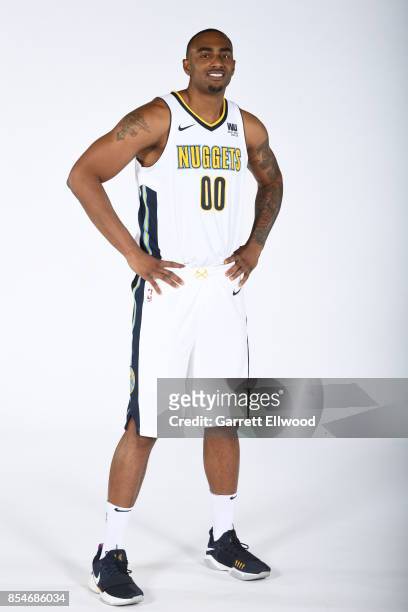 Darrell Arthur of the Denver Nuggets poses for a photo during media day on September 25, 2017 at the Pepsi Center in Denver, Colorado. NOTE TO USER:...
