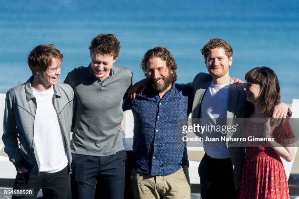 Charlie Heaton, George Mackay, Sergio G.Sanchez, Kyle Soller and Nicola Harrison attends 'Marrowbone' photocall during 65th San Sebastian Film...