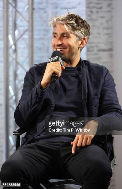 George Lamb discussing his new television programme 'Britain by Bike with Larry and George Lamb' during a BUILD LND event at AOL on September 27,...