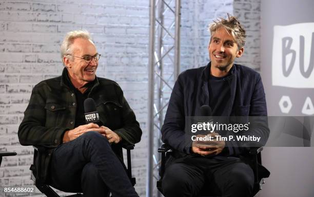 Larry Lamb and George Lamb discussing their new television programme 'Britain by Bike with Larry and George Lamb' during a BUILD LND event at AOL on...