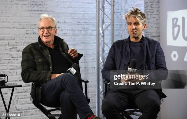 Larry Lamb and George Lamb discussing their new television programme 'Britain by Bike with Larry and George Lamb' during a BUILD LND event at AOL on...